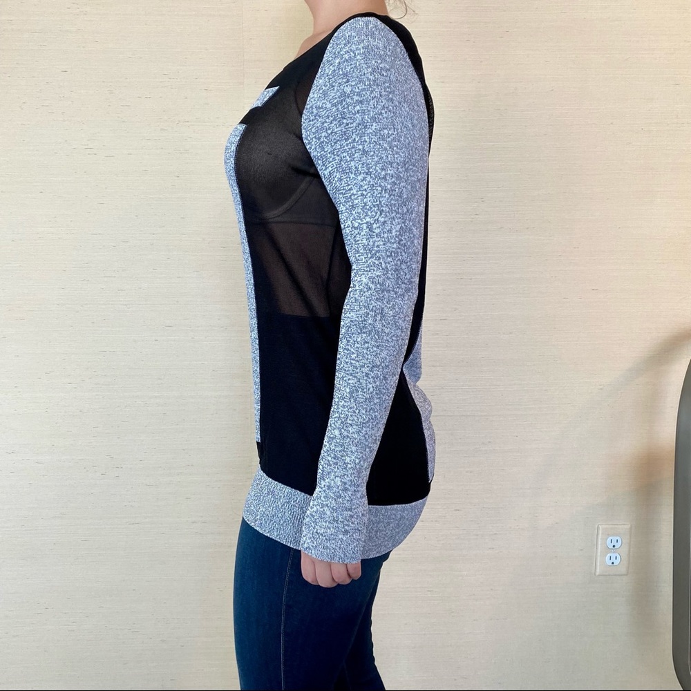 Helmut Lang Color Block Mesh Scoop Neck Sweater - image 5